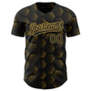 Custom Black Old Gold 3D Pattern Design Halftone Geometric Shapes Authentic Baseball Jersey