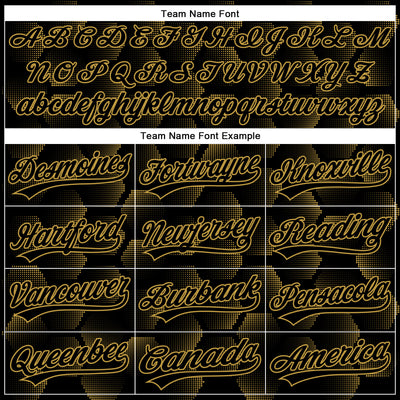 Custom Black Old Gold 3D Pattern Design Halftone Geometric Shapes Authentic Baseball Jersey