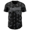 Custom Black Gray 3D Pattern Design Halftone Geometric Shapes Authentic Baseball Jersey