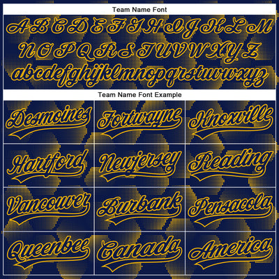 Custom Navy Gold 3D Pattern Design Halftone Geometric Shapes Authentic Baseball Jersey