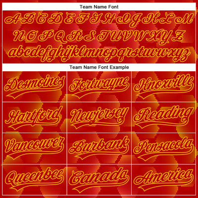 Custom Red Gold 3D Pattern Design Halftone Geometric Shapes Authentic Baseball Jersey