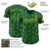 Custom Kelly Green Gold 3D Pattern Design Halftone Geometric Shapes Authentic Baseball Jersey