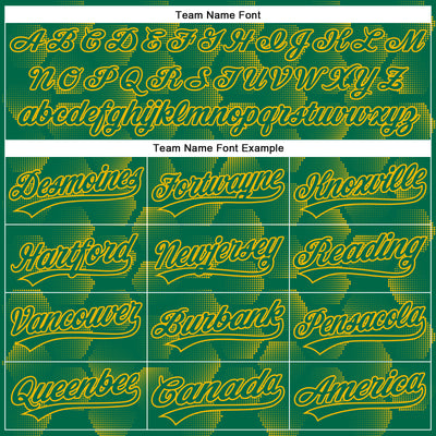 Custom Kelly Green Gold 3D Pattern Design Halftone Geometric Shapes Authentic Baseball Jersey