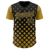 Custom Black Old Gold 3D Pattern Design Geometric Shapes Authentic Baseball Jersey