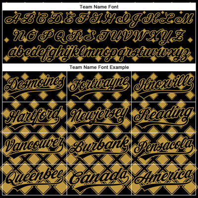 Custom Black Old Gold 3D Pattern Design Geometric Shapes Authentic Baseball Jersey