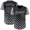 Custom Black Gray 3D Pattern Design Geometric Shapes Authentic Baseball Jersey