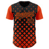 Custom Black Orange 3D Pattern Design Geometric Shapes Authentic Baseball Jersey