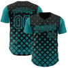 Custom Black Teal 3D Pattern Design Geometric Shapes Authentic Baseball Jersey