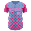 Custom Light Blue Pink 3D Pattern Design Geometric Shapes Authentic Baseball Jersey