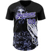 Custom Black Purple-White 3D Pattern Design Religion Jesus Christ Authentic Baseball Jersey