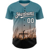 Custom Teal White-Black 3D Pattern Design Religion Cross Jesus Christ Good Friday Authentic Baseball Jersey