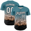 Custom Teal White-Black 3D Pattern Design Religion Cross Jesus Christ Good Friday Authentic Baseball Jersey