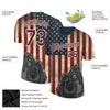 Custom Navy Crimson-White 3D Skull And American Flag Performance T-Shirt