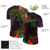 Custom Black Neon Green 3D Pattern Design Holi Festival Color Powder Performance T-Shirt