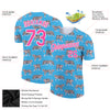 Custom Light Blue Pink-White 3D Pattern Design Tiger Performance T-Shirt