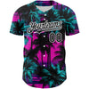 Custom Pink Black-White 3D Pattern Design Beach Hawaii Palm Trees Authentic Baseball Jersey