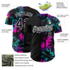 Custom Pink Black-White 3D Pattern Design Beach Hawaii Palm Trees Authentic Baseball Jersey