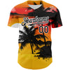 Custom Yellow Black White 3D Pattern Design Beach Hawaii Palm Trees Authentic Baseball Jersey