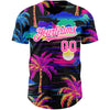 Custom Black Pink-White 3D Pattern Design Beach Hawaii Palm Trees Authentic Baseball Jersey