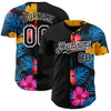 Custom Black White 3D Pattern Design Tropical Flower And Hawaii Palm Leaves Authentic Baseball Jersey