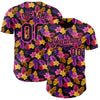 Custom Black Pink 3D Pattern Design Tropical Flower And Hawaii Palm Leaves Authentic Baseball Jersey