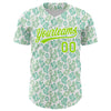 Custom White Neon Green 3D Pattern Design Cactus Festival Authentic Baseball Jersey