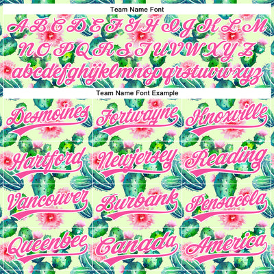 Custom Green Pink-White 3D Pattern Design Cactus Festival Authentic Baseball Jersey