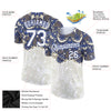 Custom White Blue 3D Pattern Floral Design Performance T-Shirt