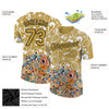 Custom Old Gold Black 3D Pattern Floral Design Performance T-Shirt