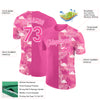 Custom Pink White 3D Pattern Design Tropical Palm Leaves And Famingo Performance T-Shirt