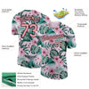 Custom Pink Medium Pink-Black 3D Pattern Design Hawaii Palm Leaves And Flowers Performance T-Shirt