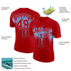 Custom Red Light Blue 3D Pattern Design Dripping Splatter Art Performance T-Shirt