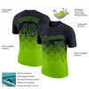 Custom Black Neon Green 3D Pattern Design Gradient Square Shapes Performance T-Shirt