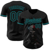 Custom Black Teal 3D Skull Fashion Authentic Baseball Jersey