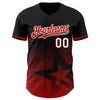 Custom Black Red-White 3D Pattern Design Gradient Style Twinkle Star Authentic Baseball Jersey