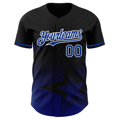 Custom Black Royal-White 3D Pattern Design Gradient Style Twinkle Star Authentic Baseball Jersey