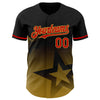 Custom Black Red Old Gold 3D Pattern Design Gradient Style Twinkle Star Authentic Baseball Jersey