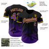 Custom Black Purple-Gold 3D Pattern Design Gradient Style Twinkle Star Authentic Baseball Jersey