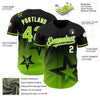 Custom Black Neon Green-White 3D Pattern Design Gradient Style Twinkle Star Authentic Baseball Jersey