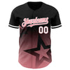 Custom Black Medium Pink-White 3D Pattern Design Gradient Style Twinkle Star Authentic Baseball Jersey