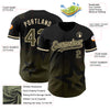 Custom Black Olive-Cream 3D Pattern Design Gradient Style Twinkle Star Authentic Baseball Jersey