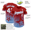 Custom Red White-Light Blue 3D Pattern Design Gradient Style Twinkle Star Authentic Baseball Jersey