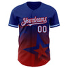 Custom Royal Light Blue-Red 3D Pattern Design Gradient Style Twinkle Star Authentic Baseball Jersey