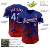 Custom Royal Light Blue-Red 3D Pattern Design Gradient Style Twinkle Star Authentic Baseball Jersey