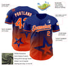 Custom Royal Orange-White 3D Pattern Design Gradient Style Twinkle Star Authentic Baseball Jersey