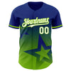 Custom Royal White-Neon Green 3D Pattern Design Gradient Style Twinkle Star Authentic Baseball Jersey