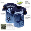 Custom Navy Light Blue-White 3D Pattern Design Gradient Style Twinkle Star Authentic Baseball Jersey