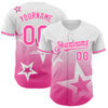 Custom White Pink 3D Pattern Design Gradient Style Twinkle Star Authentic Baseball Jersey