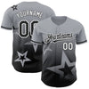 Custom Gray Black-White 3D Pattern Design Gradient Style Twinkle Star Authentic Baseball Jersey