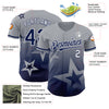 Custom Gray Navy-White 3D Pattern Design Gradient Style Twinkle Star Authentic Baseball Jersey